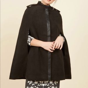 Black Caplet w/ faux leather details